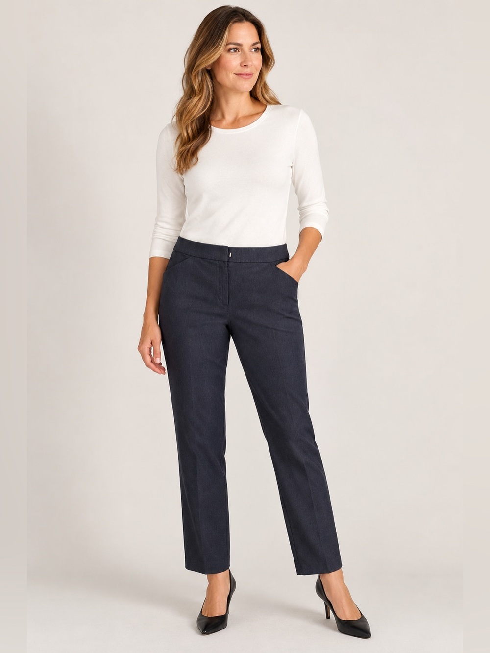 Chico’s So Slimming Women’s 1R/8R Dark Wash Trouser Pant Stretch Straight Leg